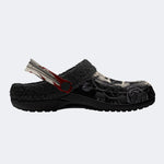 Gothic Skull Black Rose Thorn Vine - Fur Lined Slippers/Sandals
