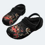 Old School Leopard Tattoo Print - Fur Lined Slippers/Sandals