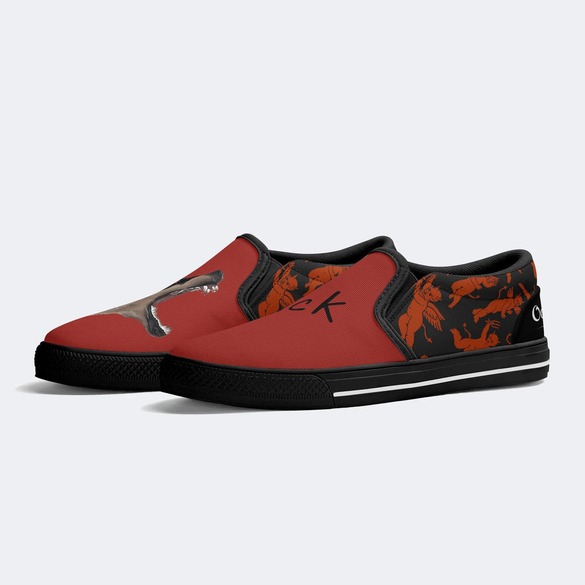 Unisex Black Dog Fuck Print - Slip On Shoes