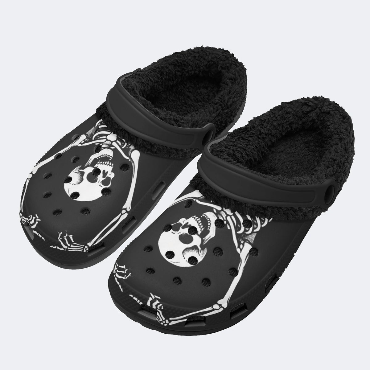 Lovers Bone Skull - Fur Lined Slippers/Sandals
