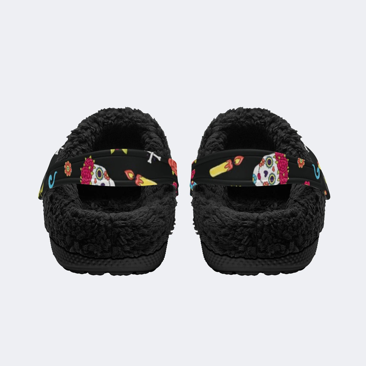 Dead Day Floral Skulls - Fur Lined Slippers/Sandals