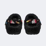 Dead Day Floral Skulls - Fur Lined Slippers/Sandals