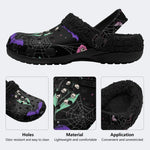 Gothic Bat Floral Skull‑Fur Lined Slippers Sandals