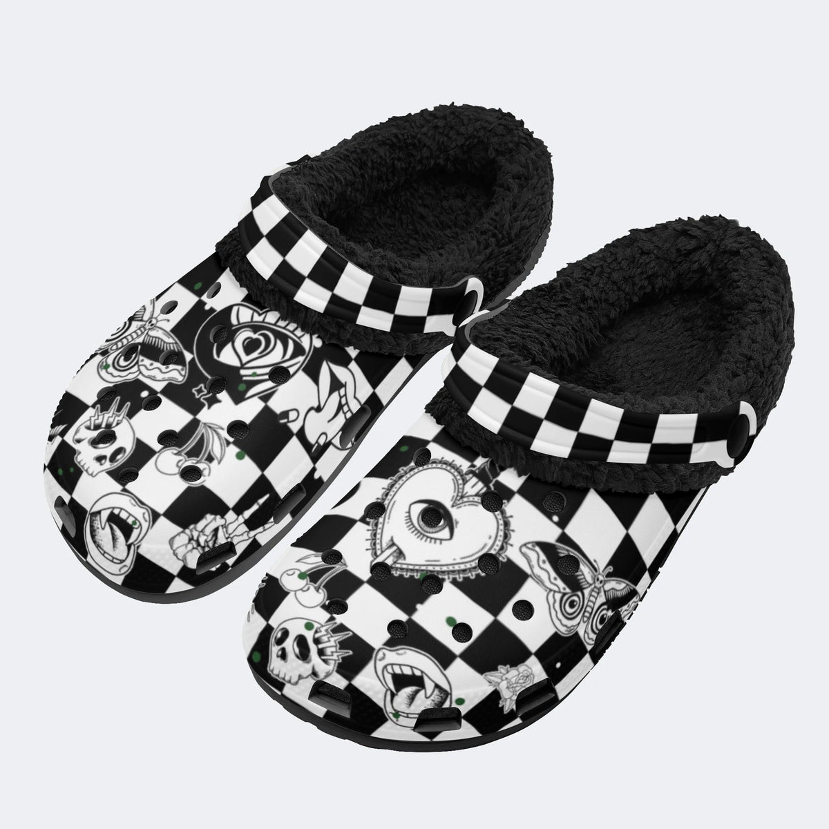 Gothic elements combination Print - Colorable Fur Lined Slippers/Sandals