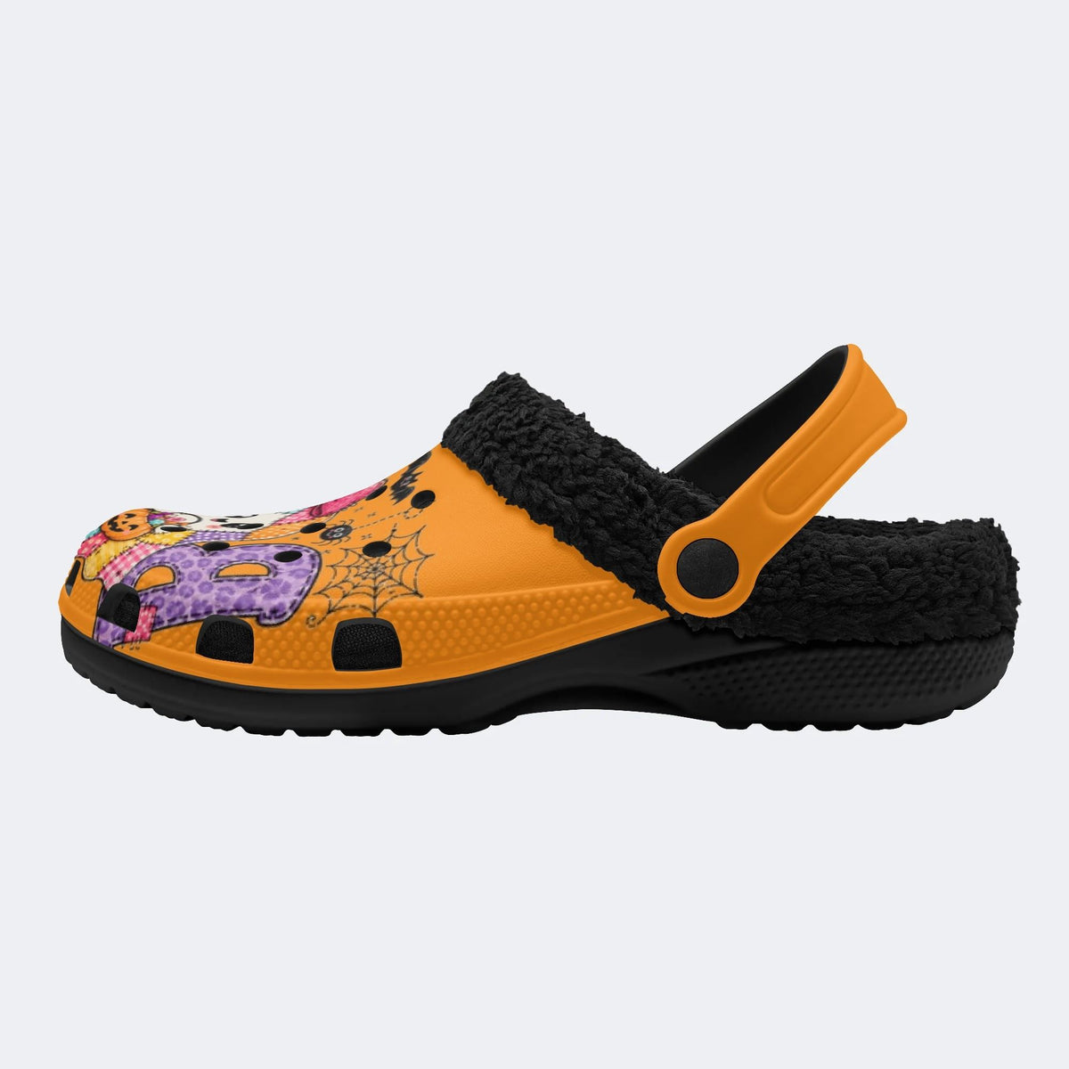 Halloween Ghost Pumpkin - Fur Lined Slippers/Sandals