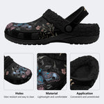 Floral Moth Print - Fur Lined Slippers/Sandals