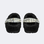 Unisex Papers Print - Fur Lined Slippers/Sandals