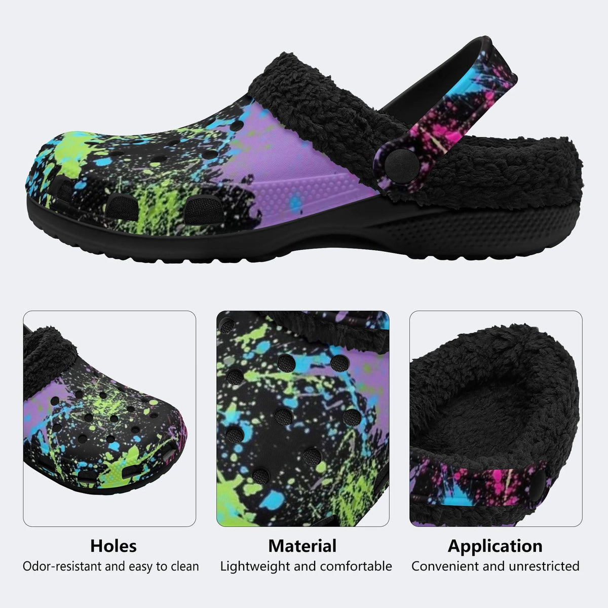 Colorful Splash Graffiti - Fur Lined Slippers/Sandals