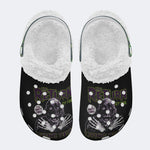 Horror Skull Graphic Print- Fur Lined Slippers