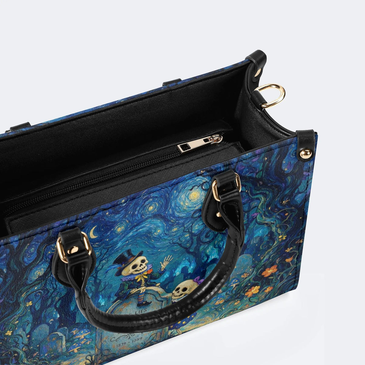Skeleton Tombstone Print Handbag Factory Direct Sales