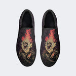 Unisex Punk Fire Skull Print - Slip On Shoes
