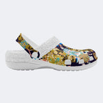 Unisex Flowers Print - Fur Lined Slippers/Sandals