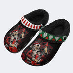 Rockin' Santa Claus Print - Fur Lined Slippers/Sandals