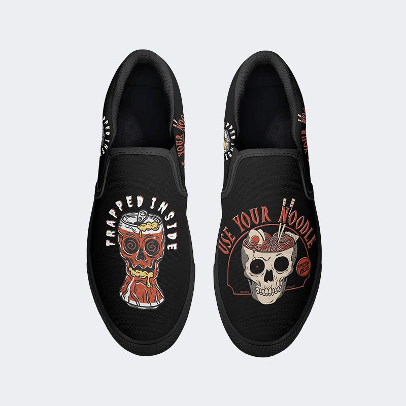 Unisex Use Your Noodle Printed - Slip On Shoes