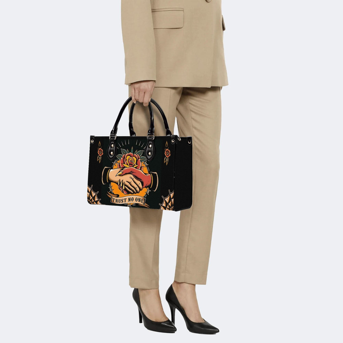 Trust No One Snake Print - Leather Handbag