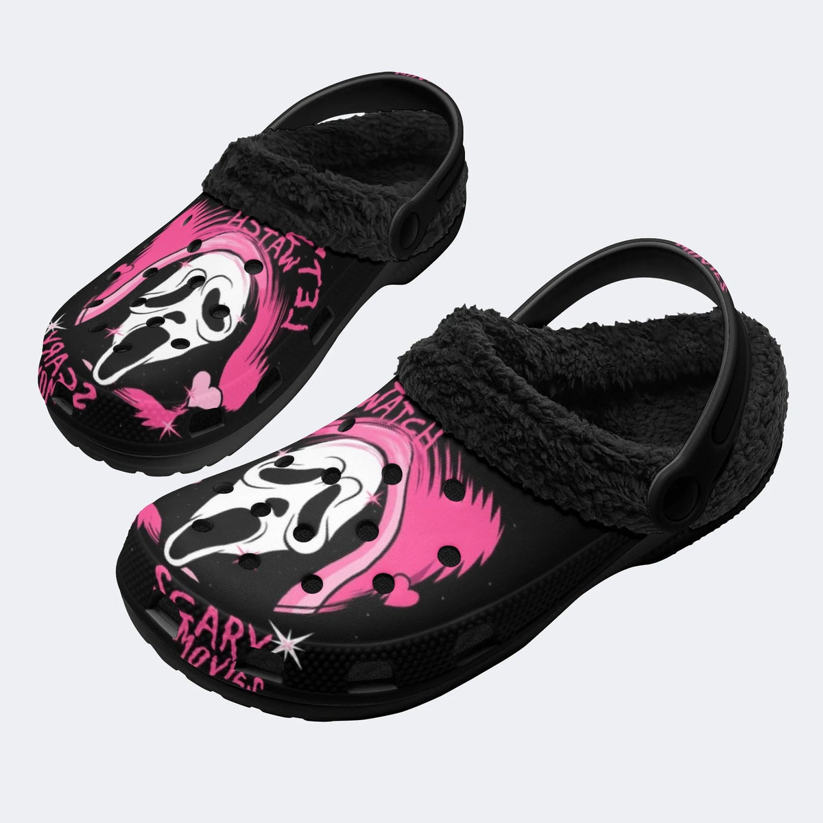 Pink Ghostface Horror - Fur Lined Slippers/Sandals