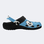Blue Cute Skulls - Fur Lined Slippers/Sandals