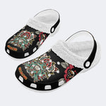 Traditional Frog Print - Fur Lined Slippers/Sandals