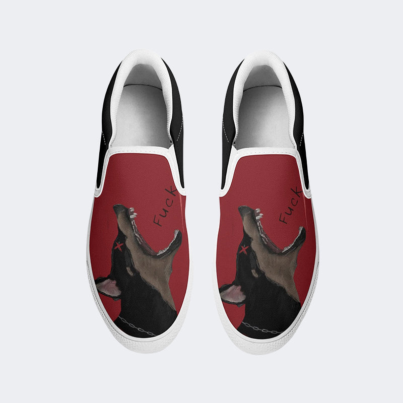 Black Dog Fuck Print - Slip On Shoes