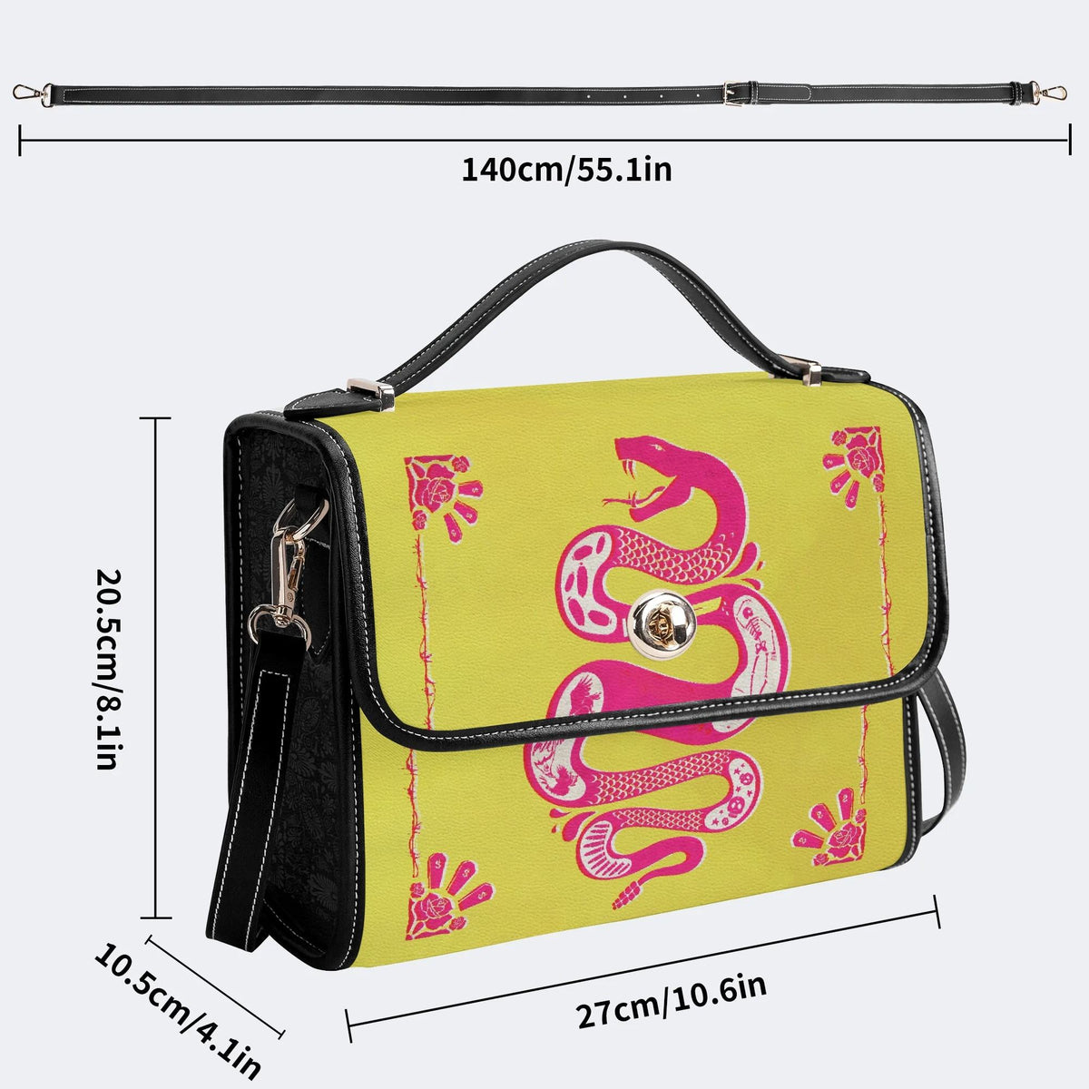 Pink Rattlesnake - Leather Satchel Bag