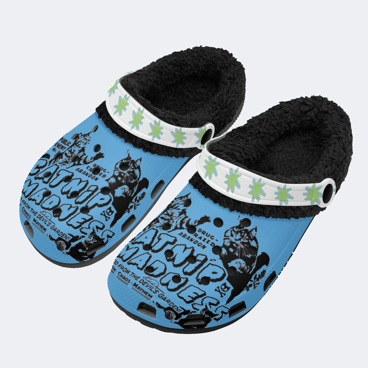 Funny Cat Round Print - Fur Lined Slippers