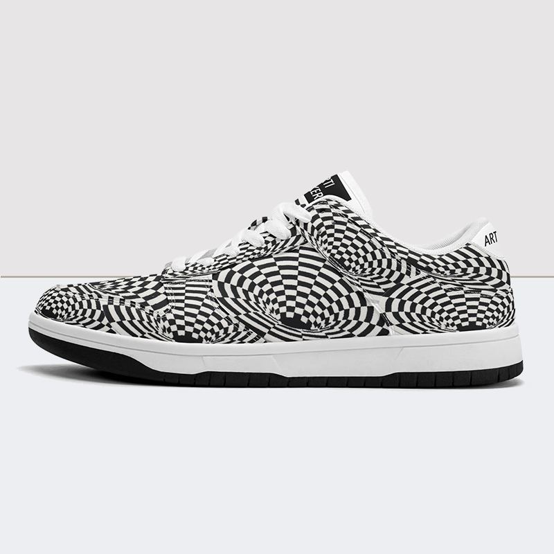 Visual Vortex Dunk Low Leather Sneakers