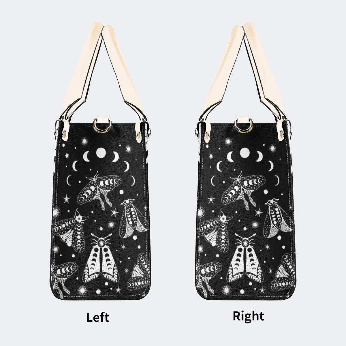 Vintage Dark Moth Print - Leather Handbag