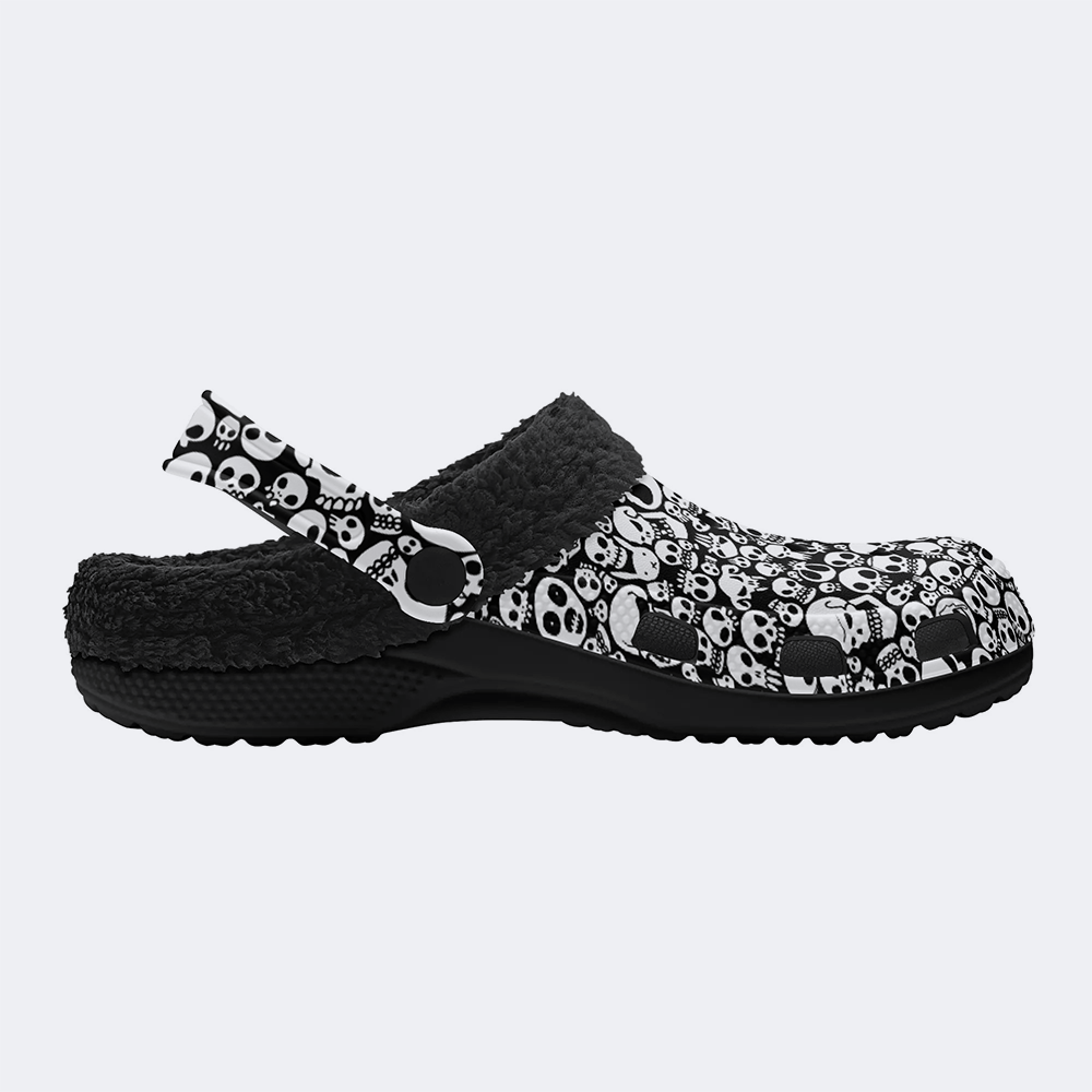 Horror Skull Print - Fur Lined Slippers/Sandals