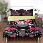 Pumpkin Witch Kitten Print - Three Piece Bedding Set