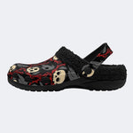 Gothic Raven Skull‑Fur Lined Slippers Sandals