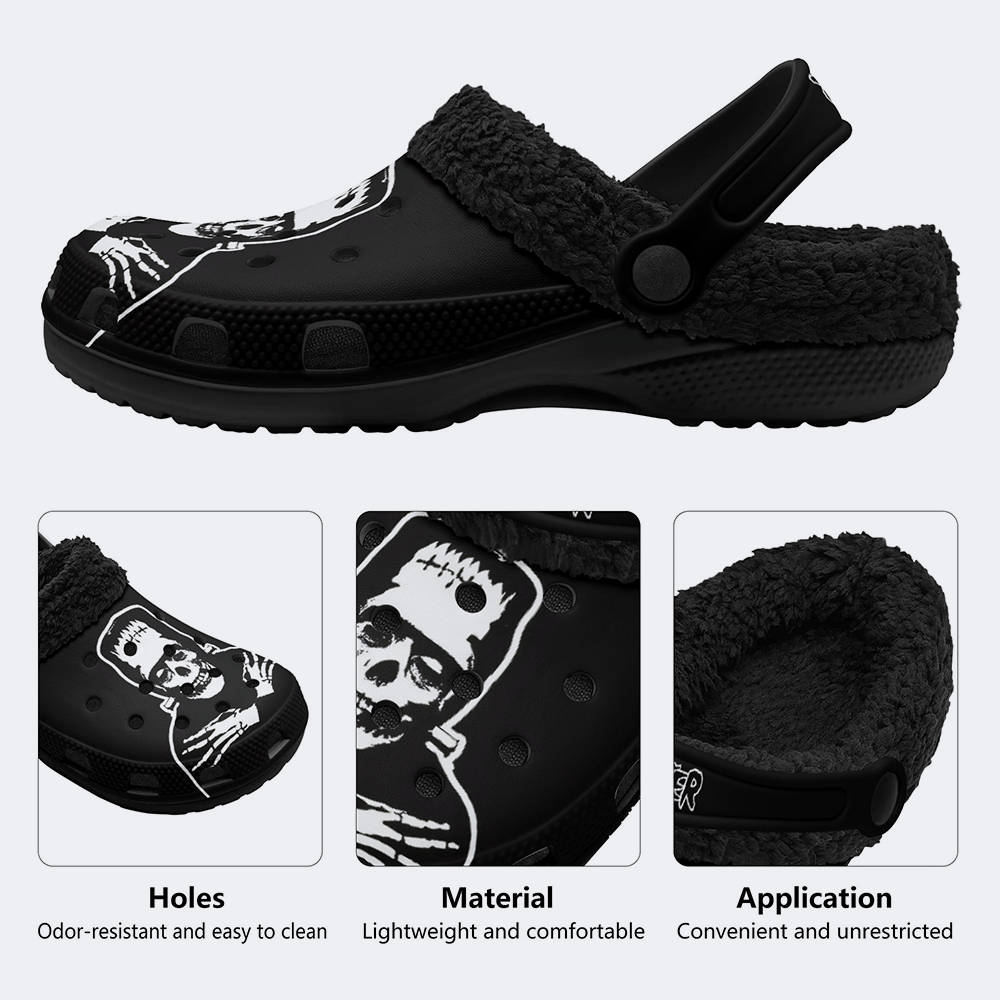 Unisex Monster Skull - Fur Lined Slippers