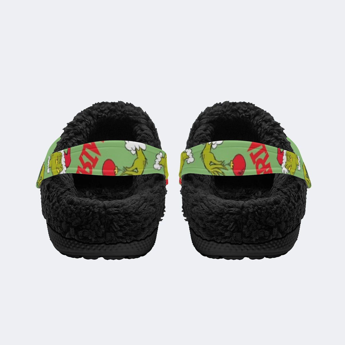 Grinch Santa Hat - Fur Lined Slippers/Sandals