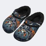 Gothic Skeleton Bat Spider Web - Fur Lined Slippers/Sandals
