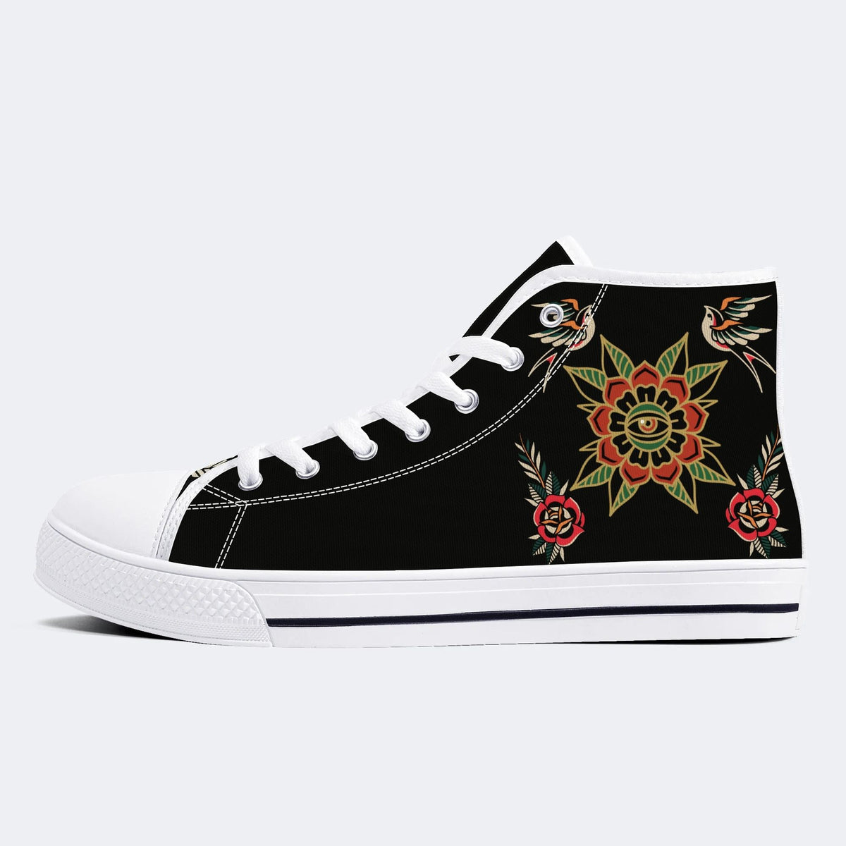 Eyes&Flower Art Print - High Top Canvas