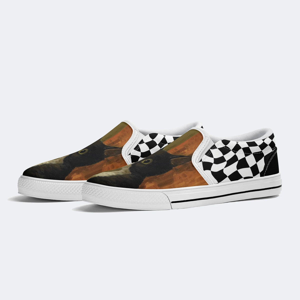 Artistic Cat Print - Slip On Shoes