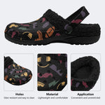 Hipster Icon Print - Fur Lined Slippers/Sandals