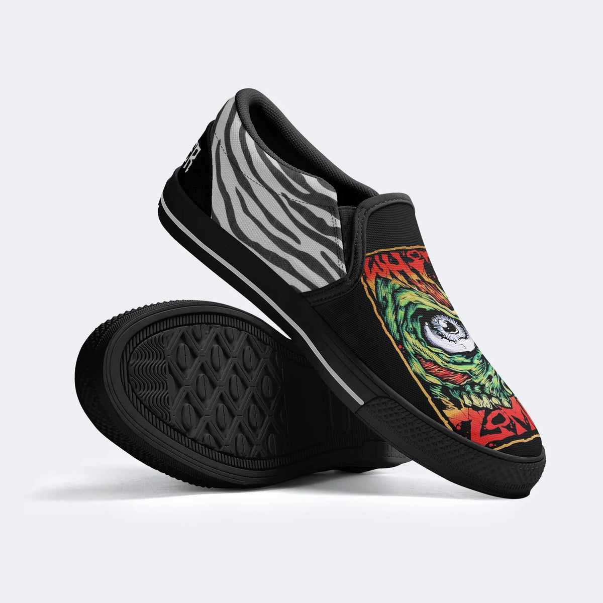 Unisex Retro Rock Print - Slip On Shoes