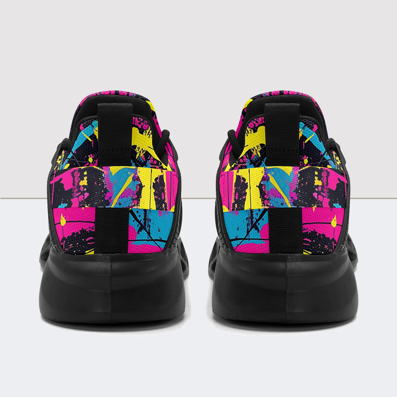 Neon Graffiti Print Elastic Sport Sneakers