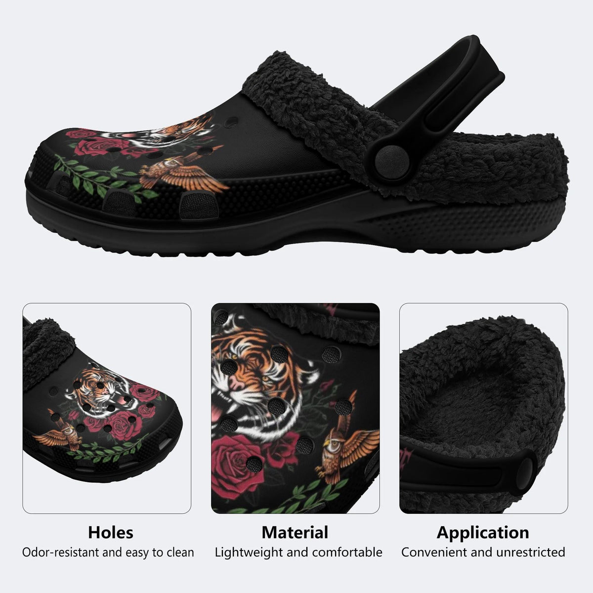 Tiger Rose Owl - Fur Lined Slippers/Sandals