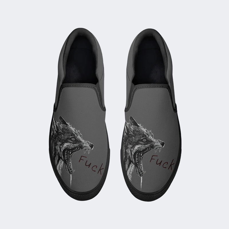 Dog Yells Fack Print - Slip On Shoes