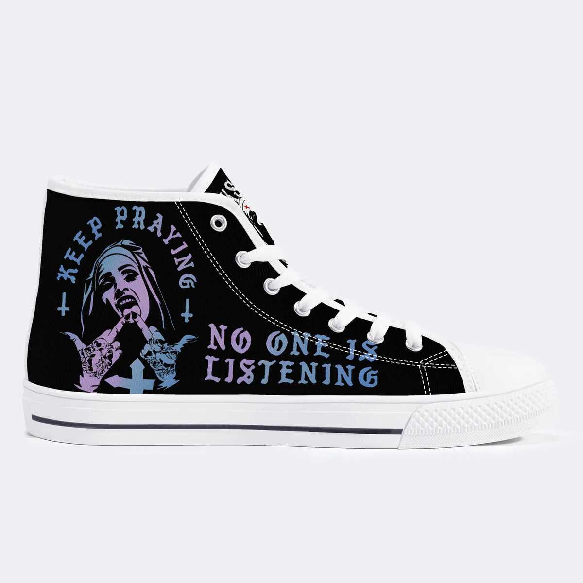 Unholy Nun Fucks Given Nun Unisex Print - High Top Canvas