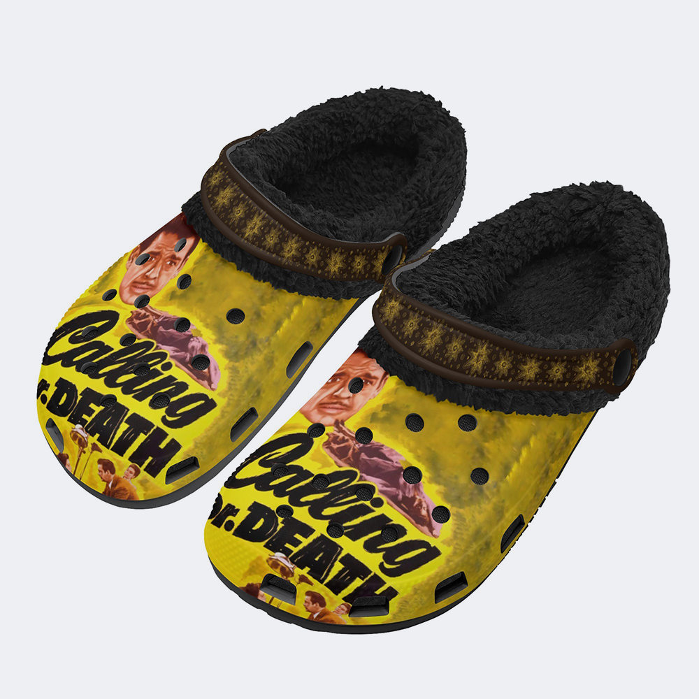 Horror Print - Fur Lined Slippers/Sandals