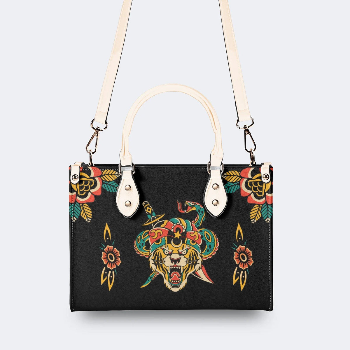Crown With Snake And Sword - Leather Handbag