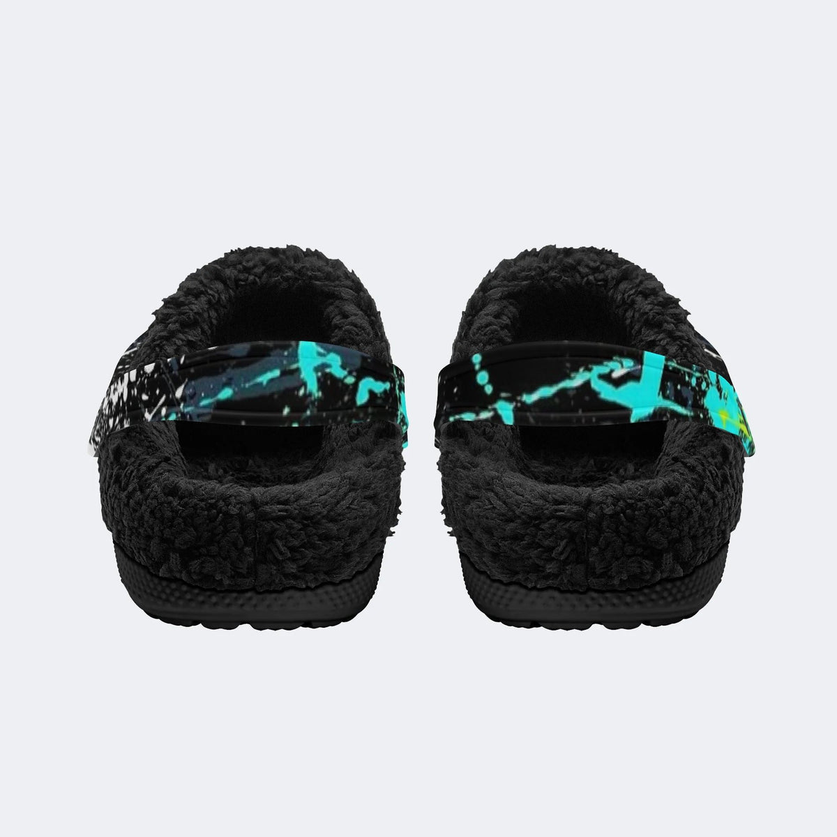 Punk Neon Paint Splash - Fur Lined Slippers/Sandals