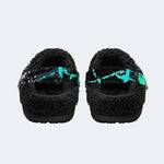 Punk Neon Paint Splash - Fur Lined Slippers/Sandals