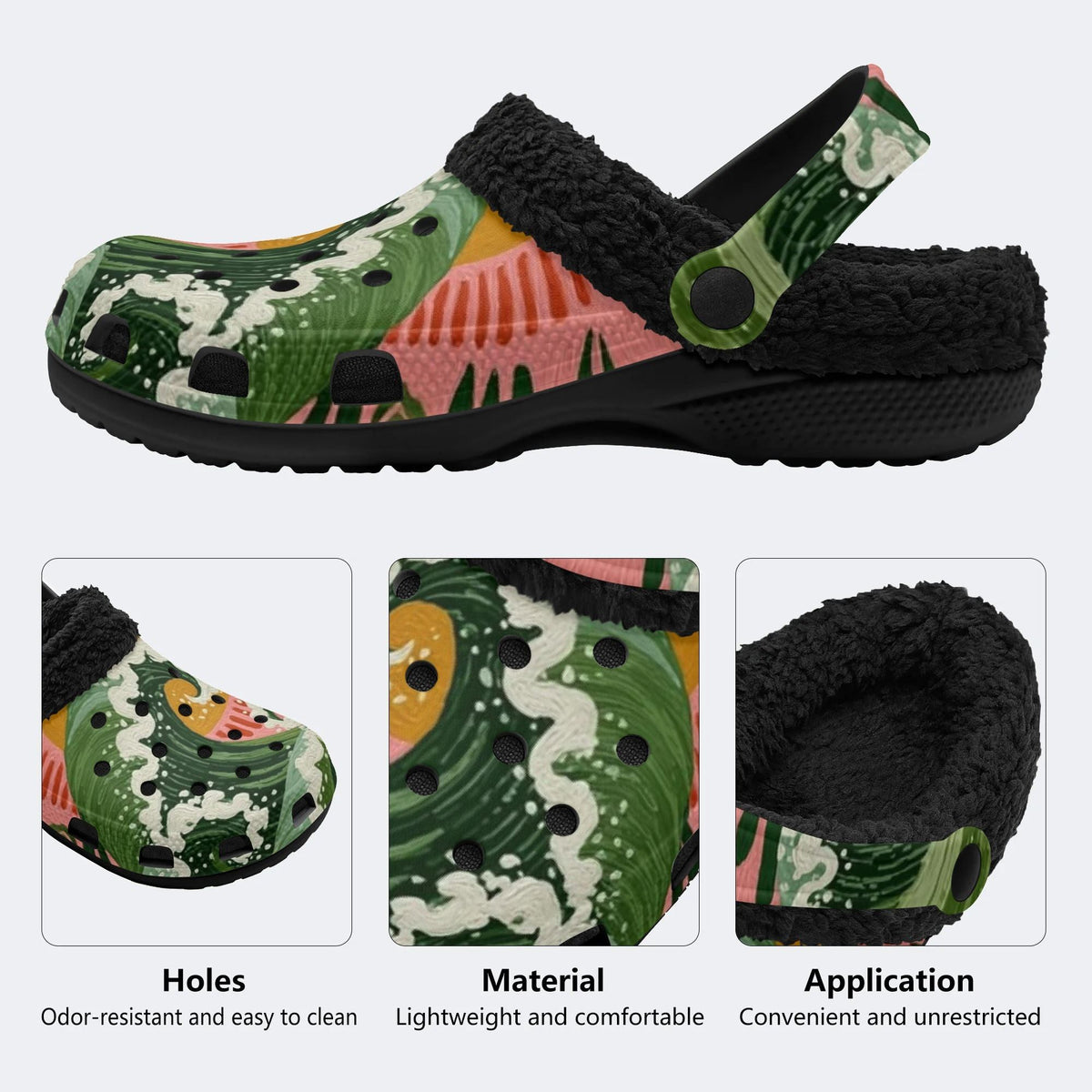 Boho Surf Wave - Fur Lined Slippers/Sandals
