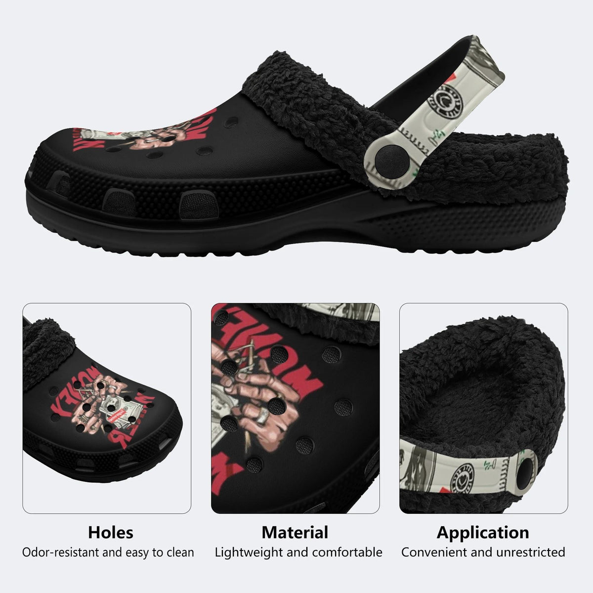 Hip Hop Money Warrior - Fur Lined Slippers/Sandals