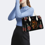 Wolf Head Print - Leather Handbag
