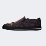 Unisex Punk Fire Skull Print - Slip On Shoes