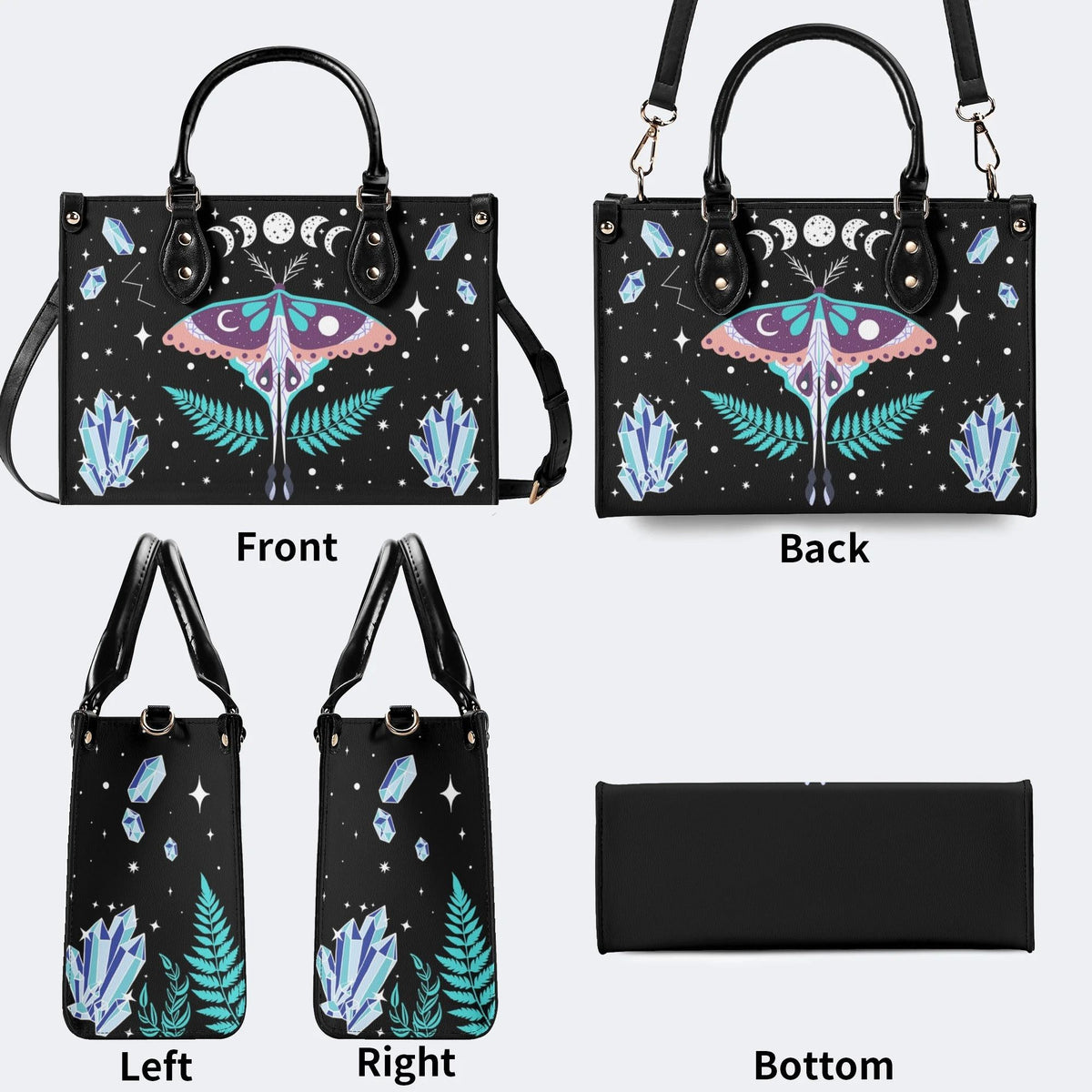 Death Moth Under The Stars - Leather Handbag